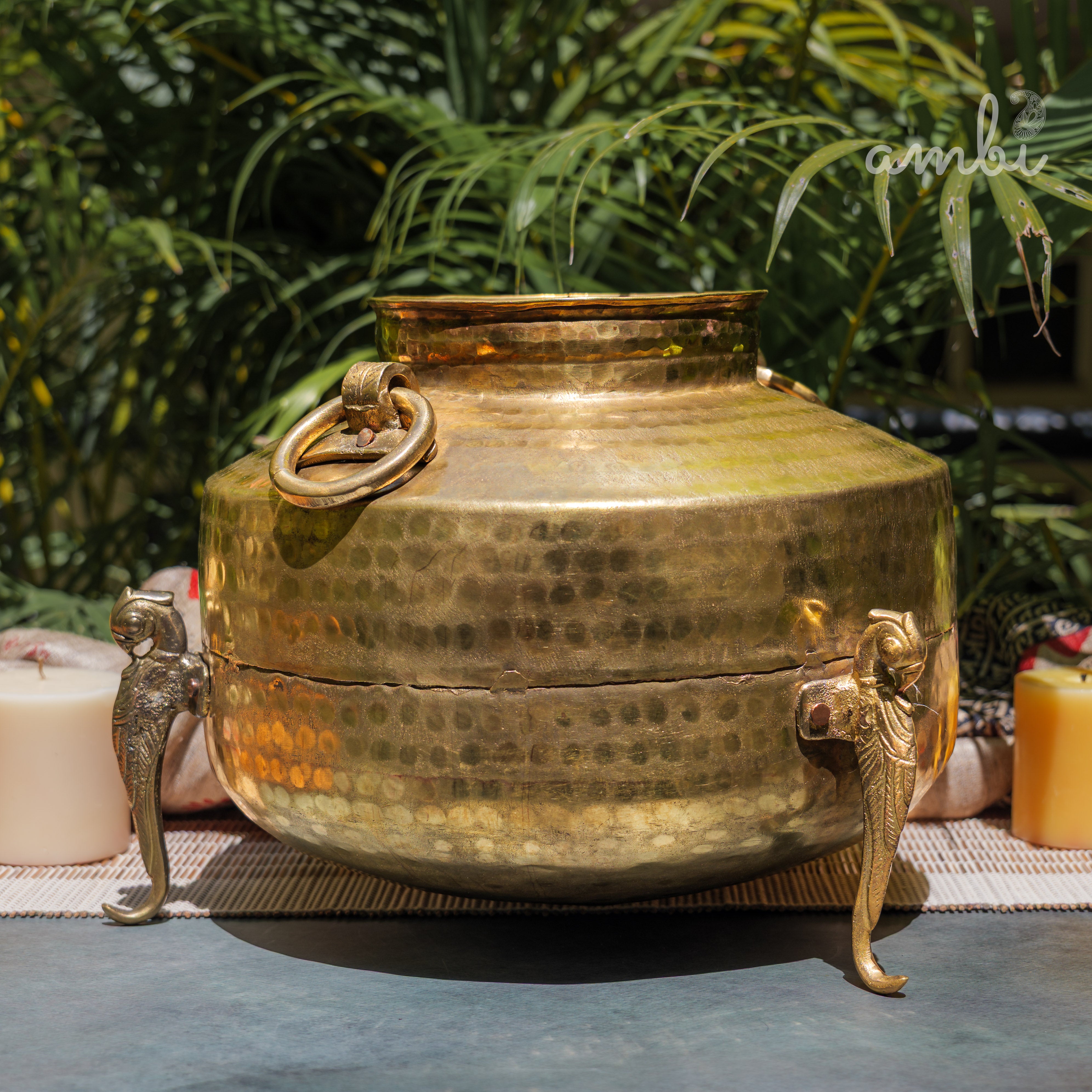 Hand Crafted Vintage Decorative Brass Rare Water Pot - Large - Planter / Vase