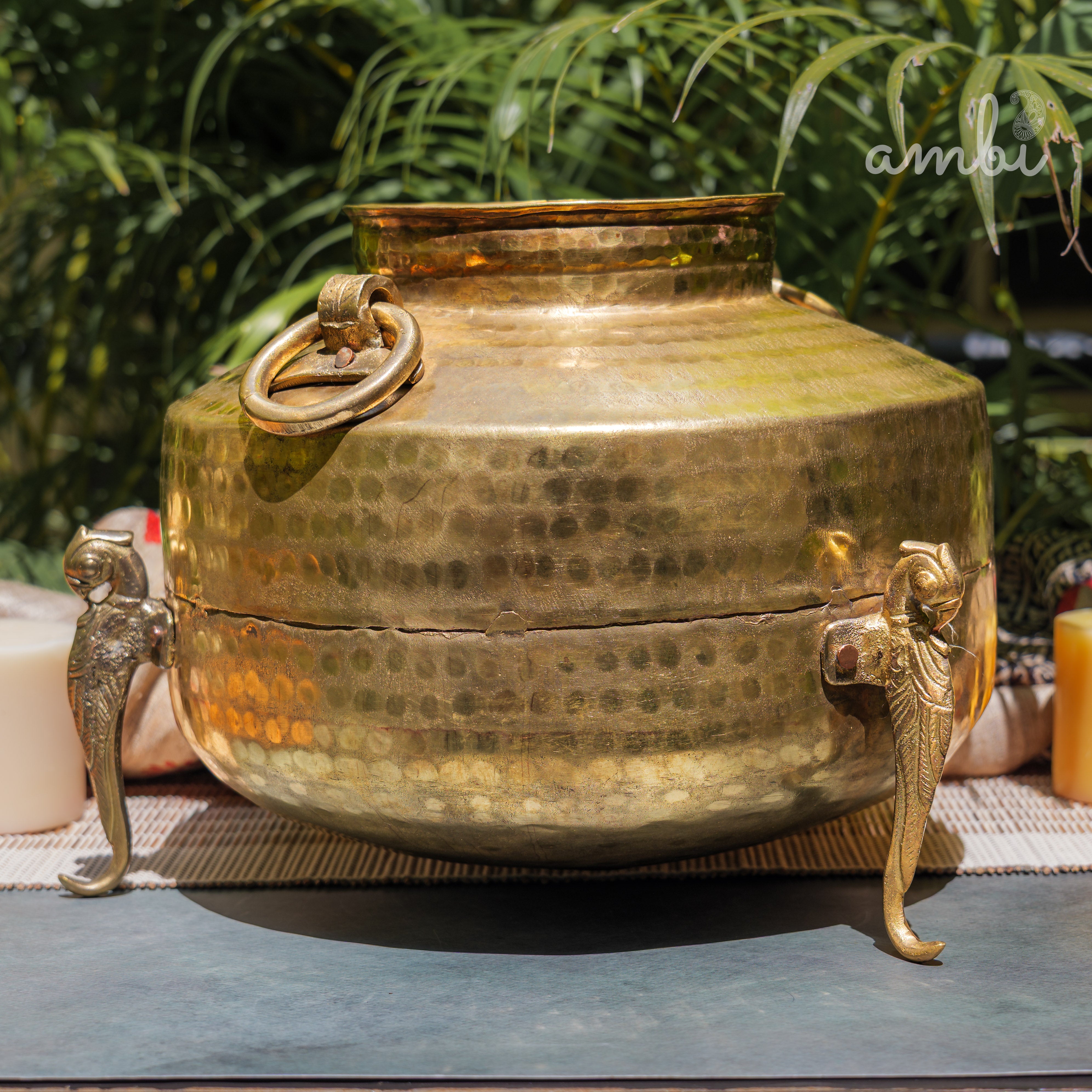 Hand Crafted Vintage Decorative Brass Rare Water Pot - Large - Planter / Vase