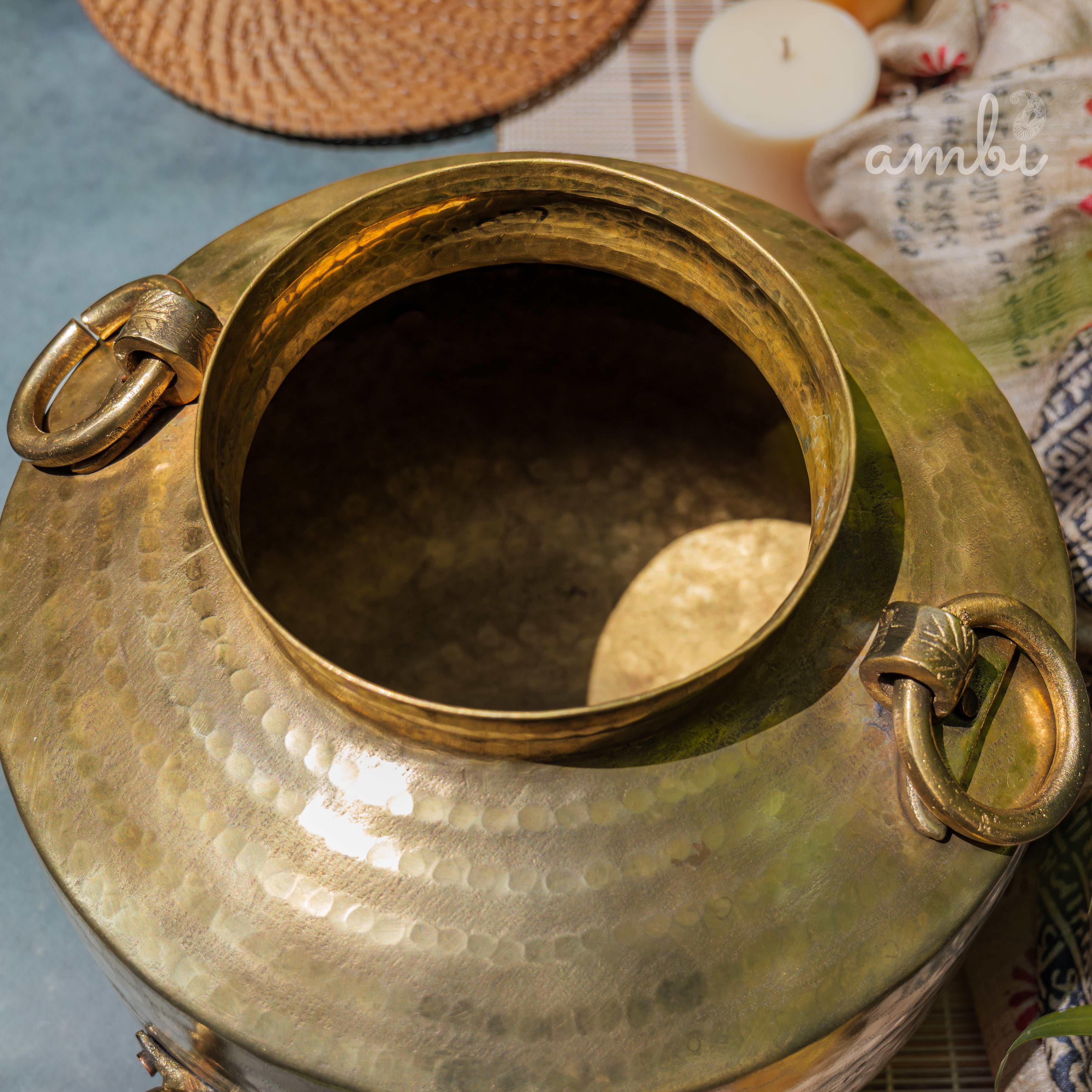 Hand Crafted Vintage Decorative Brass Rare Water Pot - Large - Planter / Vase