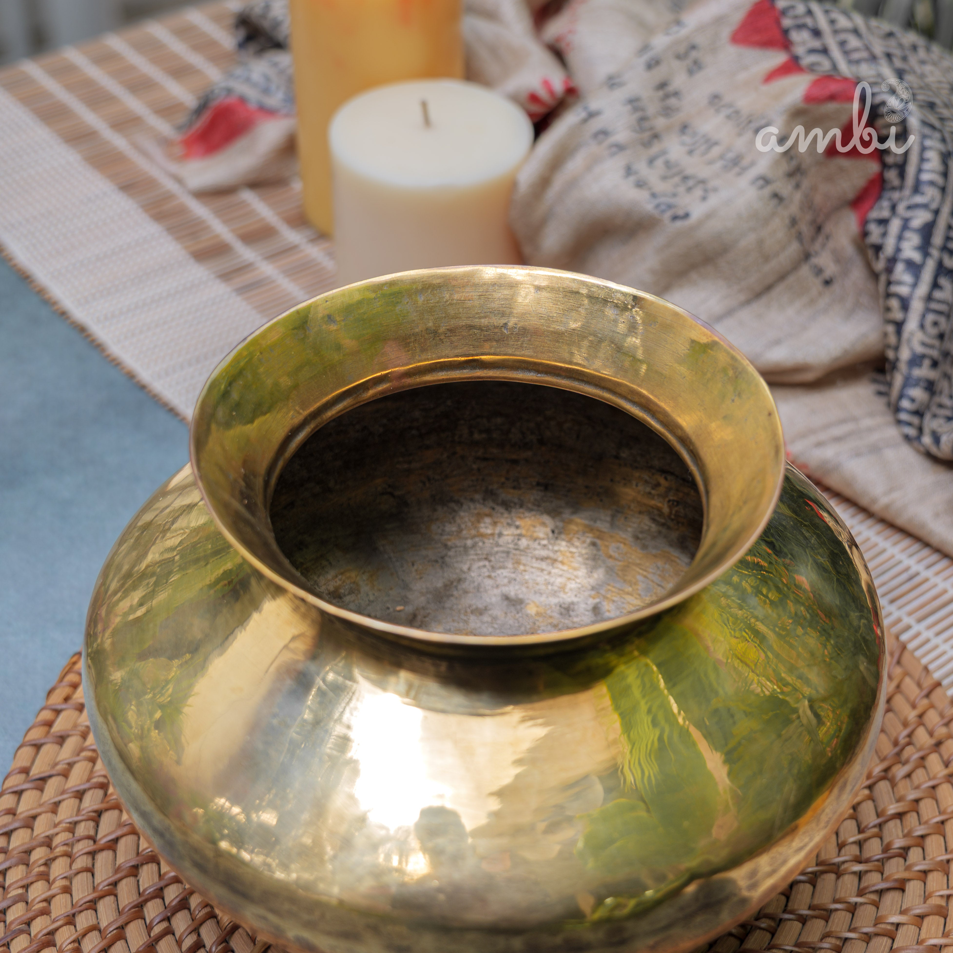 Vintage Brass Water Pot (Mataka) on Legs