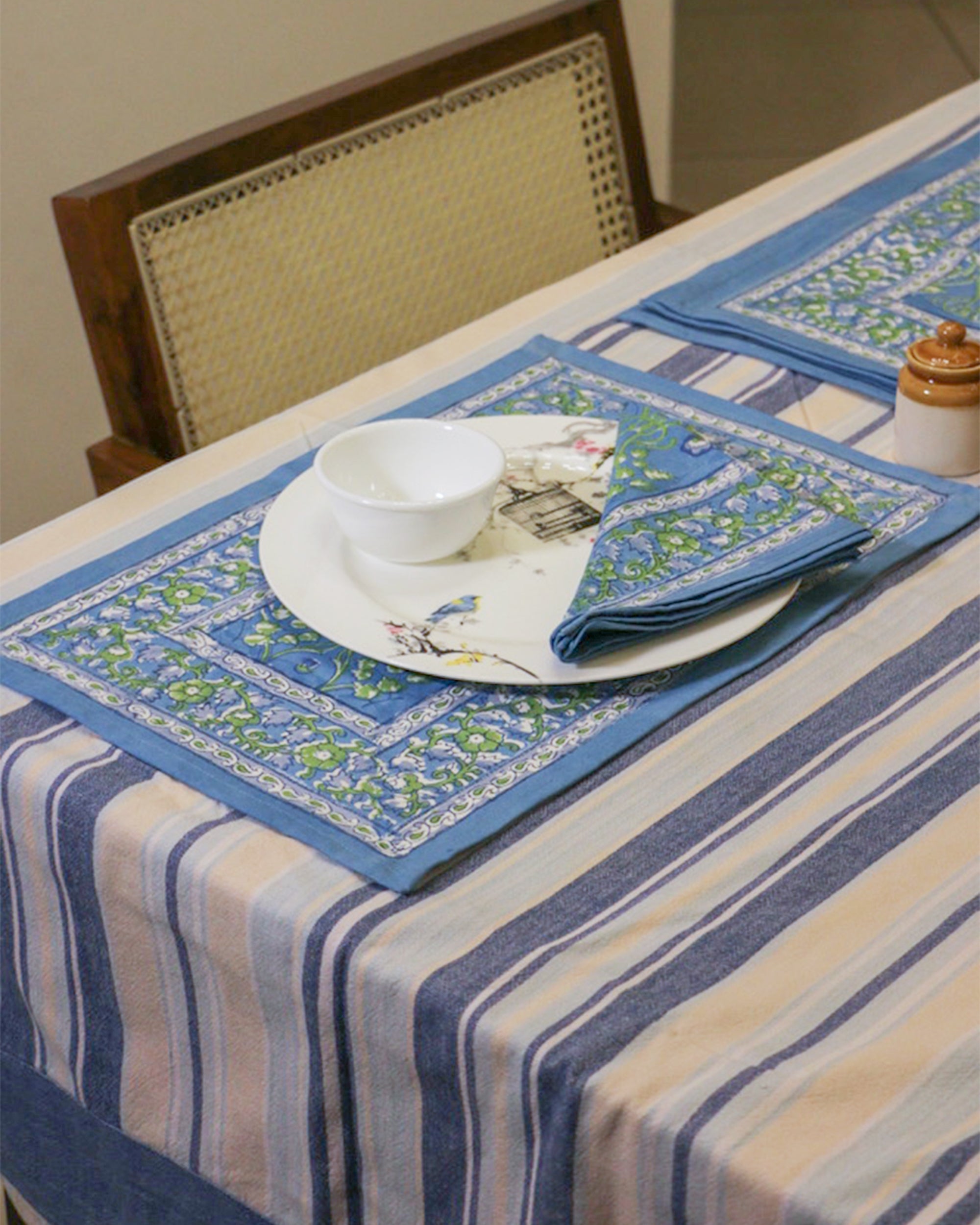 Hand Block Printed 6 Table Mats + 6 Table Napkins