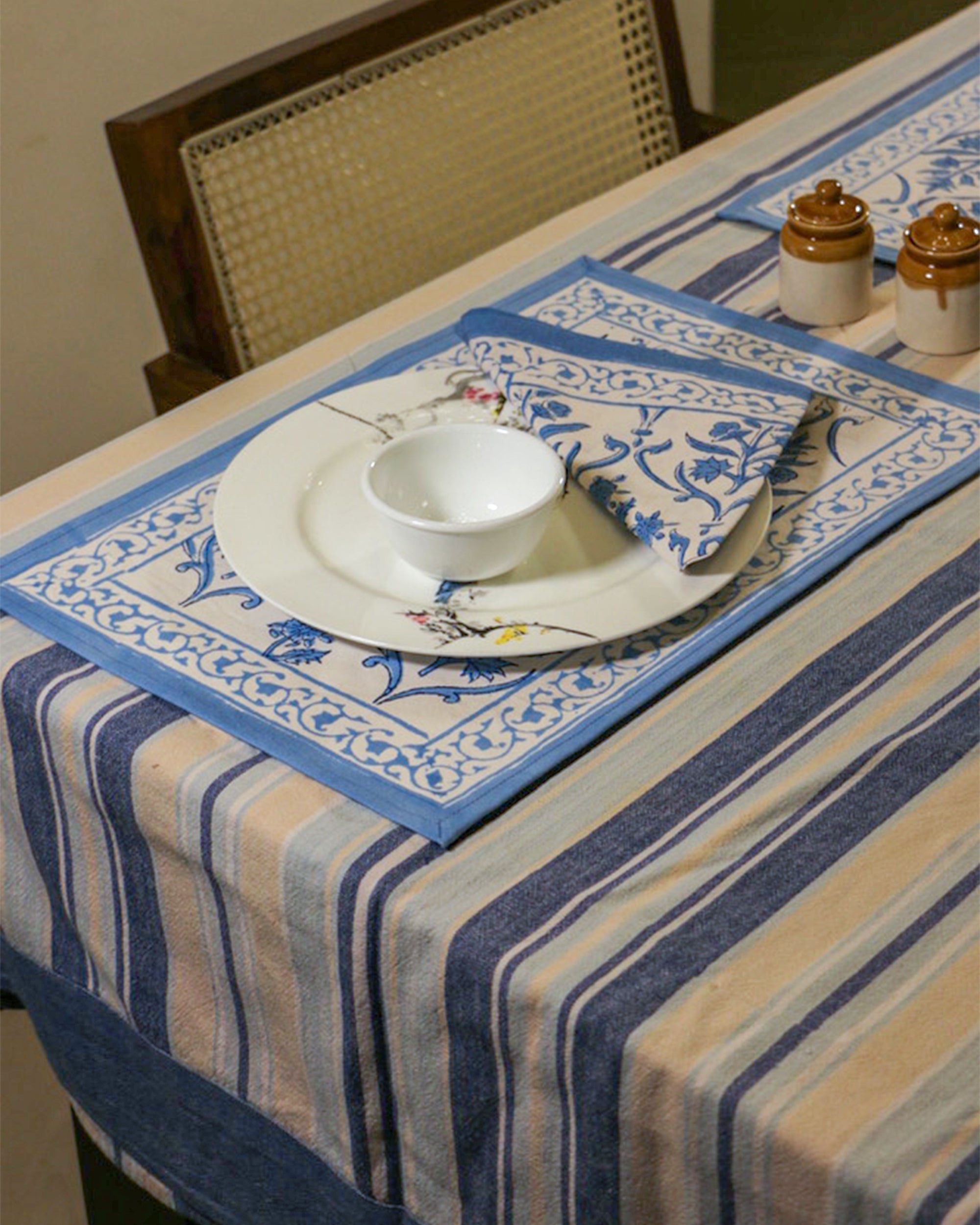 Hand Block Printed 6 Table Mats + 6 Table Napkins