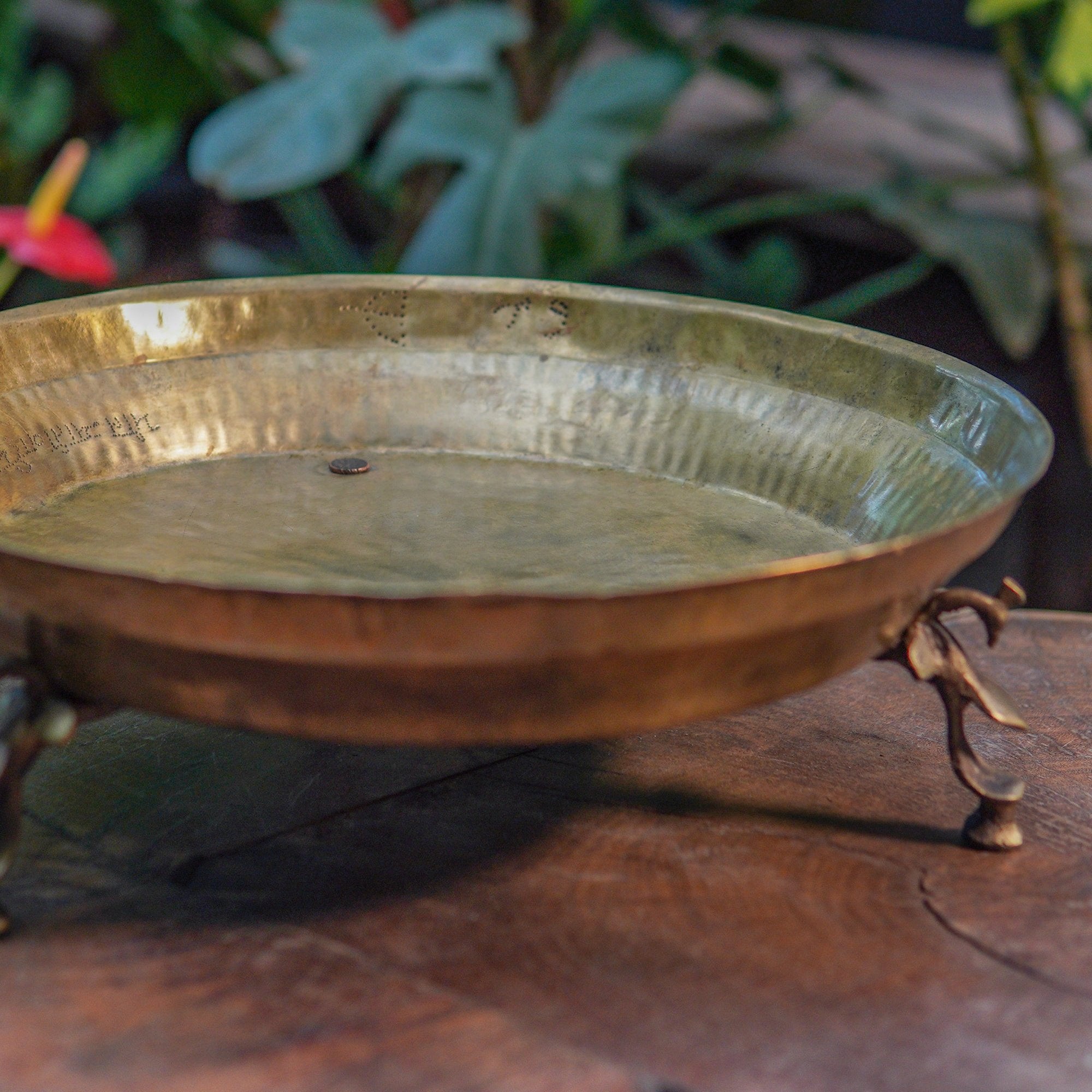 Handcrafted Vintage Brass Elevated Parat Plate