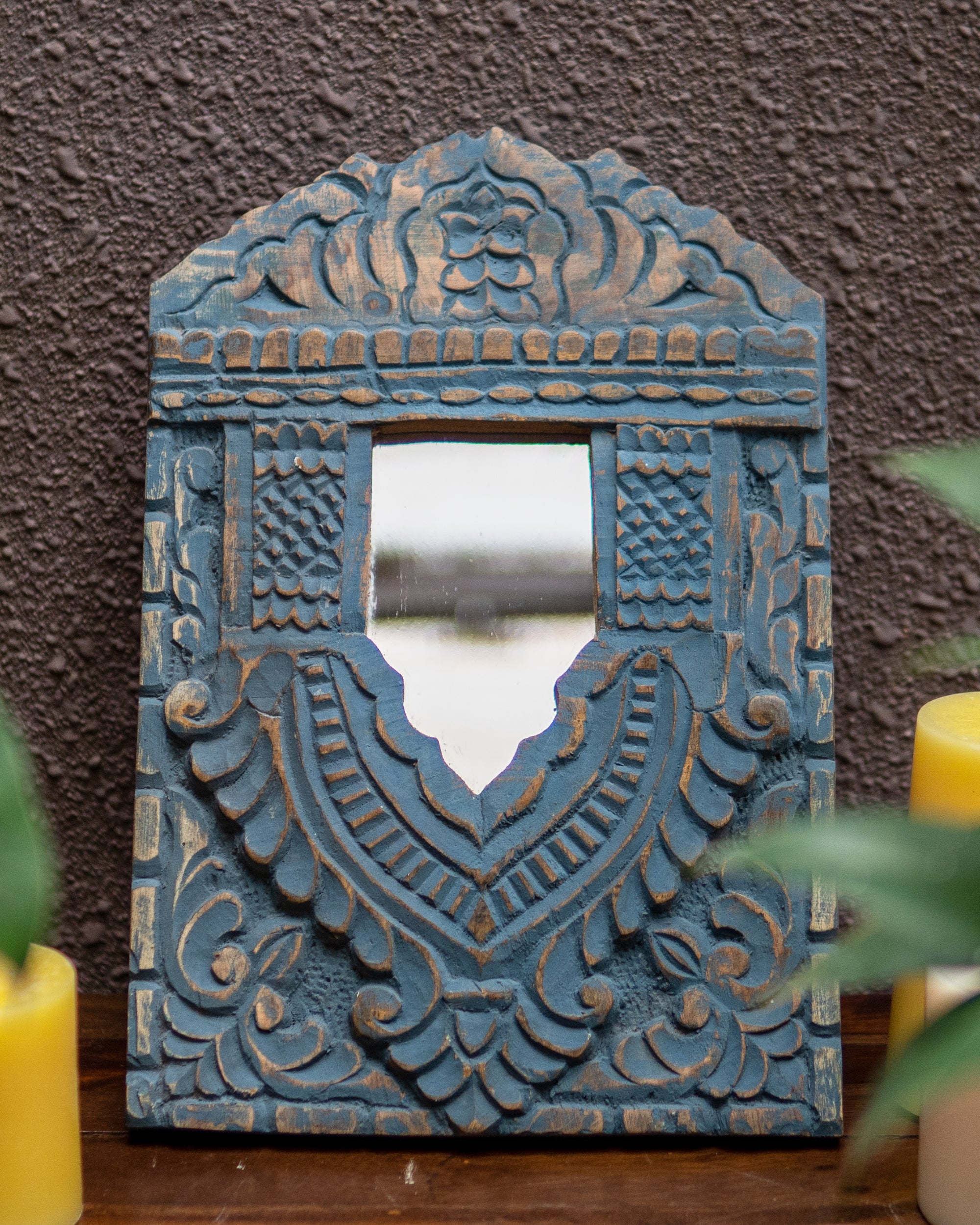 Wooden Jharoka in Blue Colour