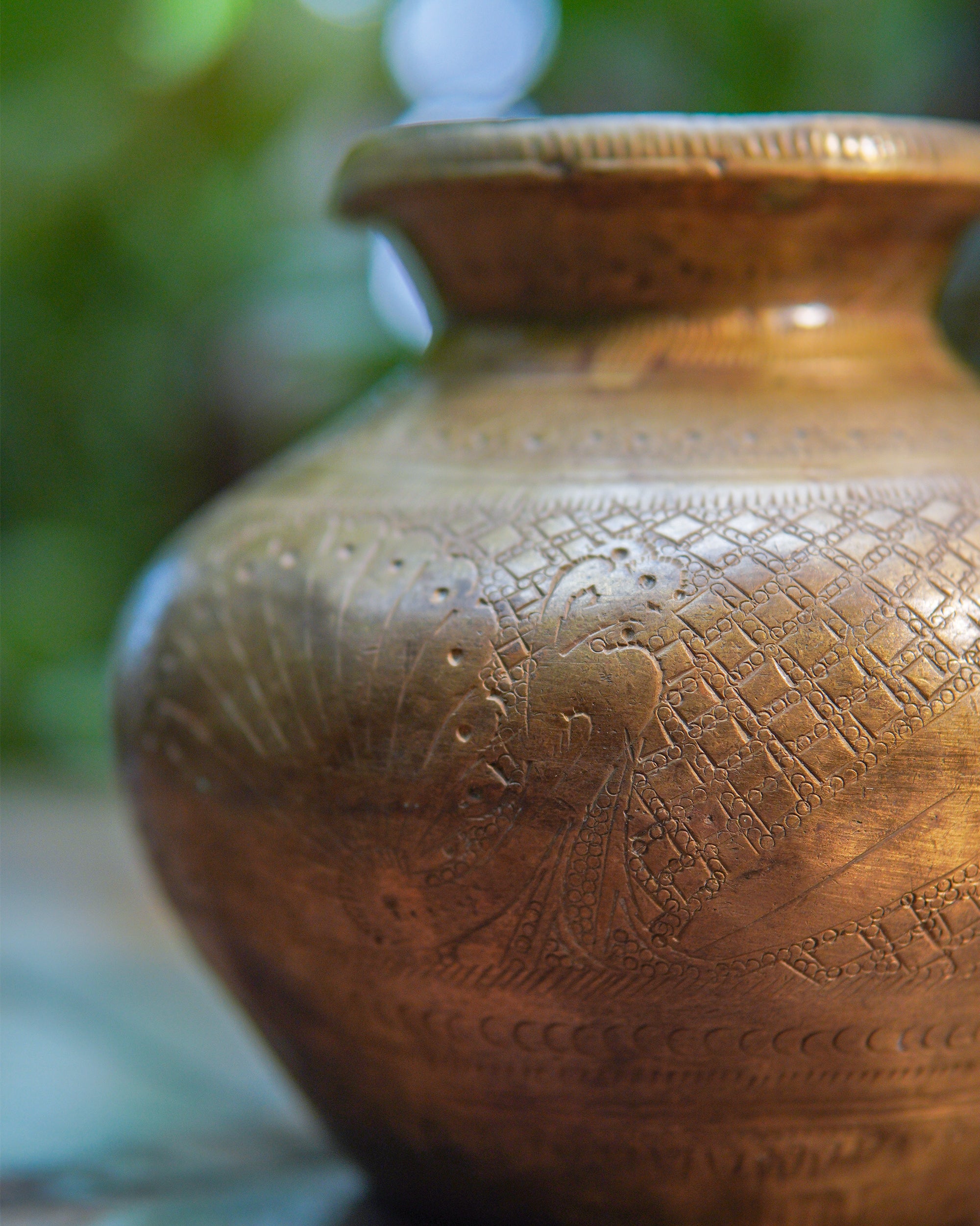 Handcrafted Vintage Brass Carved Lota