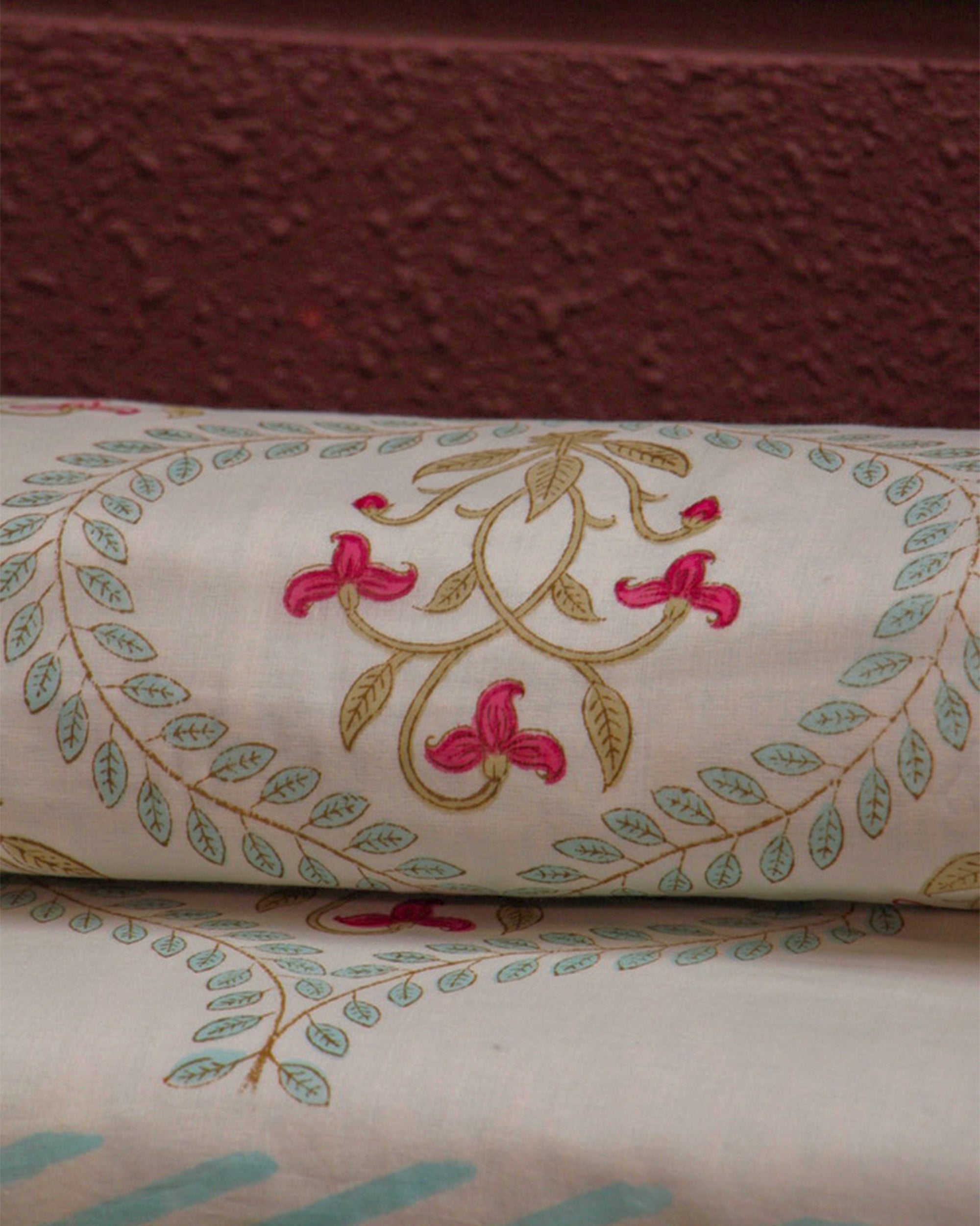 Diwali 2025 Collection - Hand Block Pure Cotton Floral Bedsheet (Single)