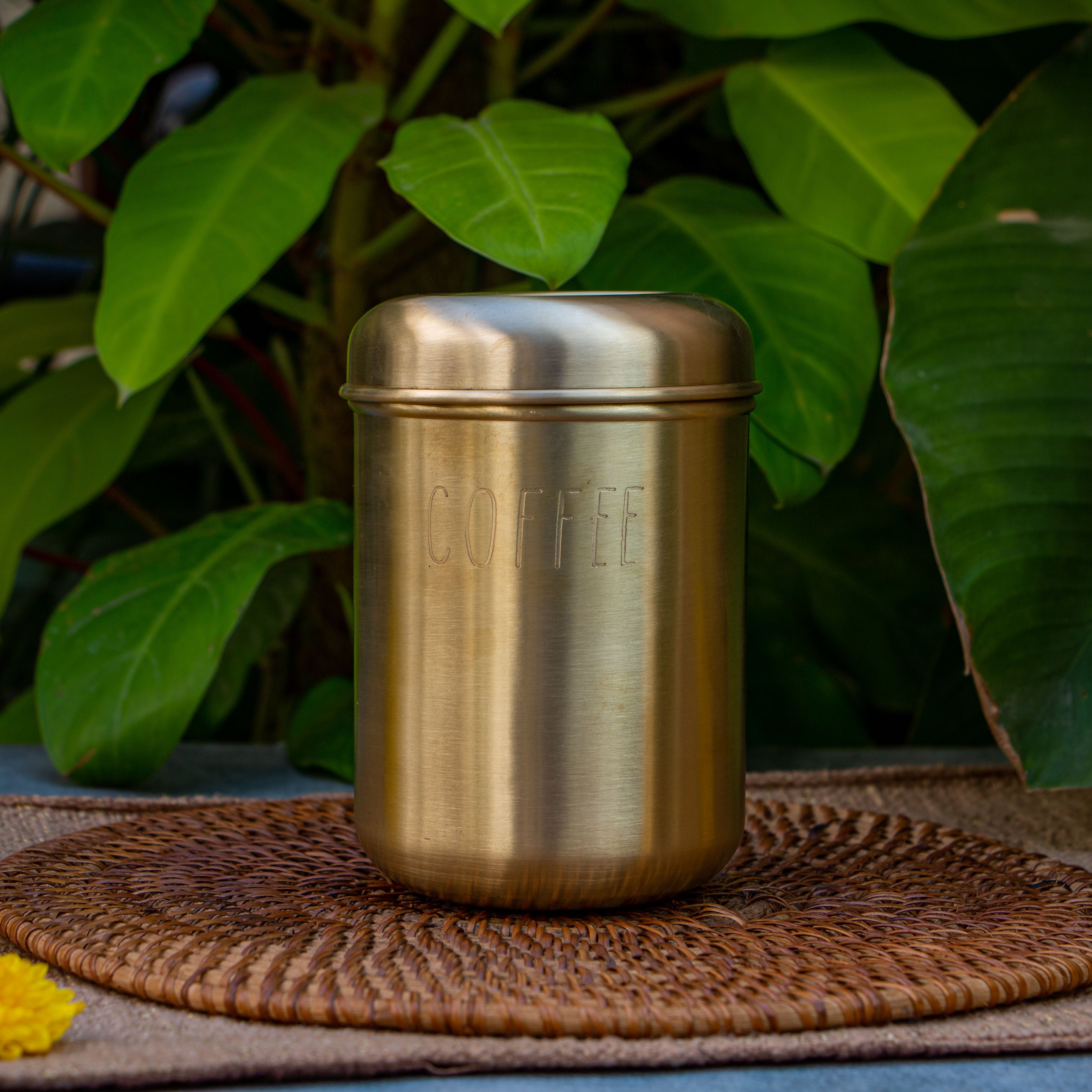 Pure Brass Coffee Jar Storage Box