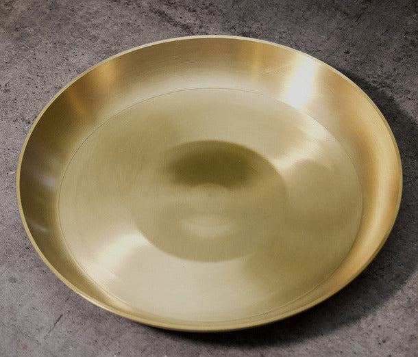 AMBI 100% Pure Lead Free Kansa Pasta Plate / Thali / Pooja Plate / Kids Plate - 8 inches