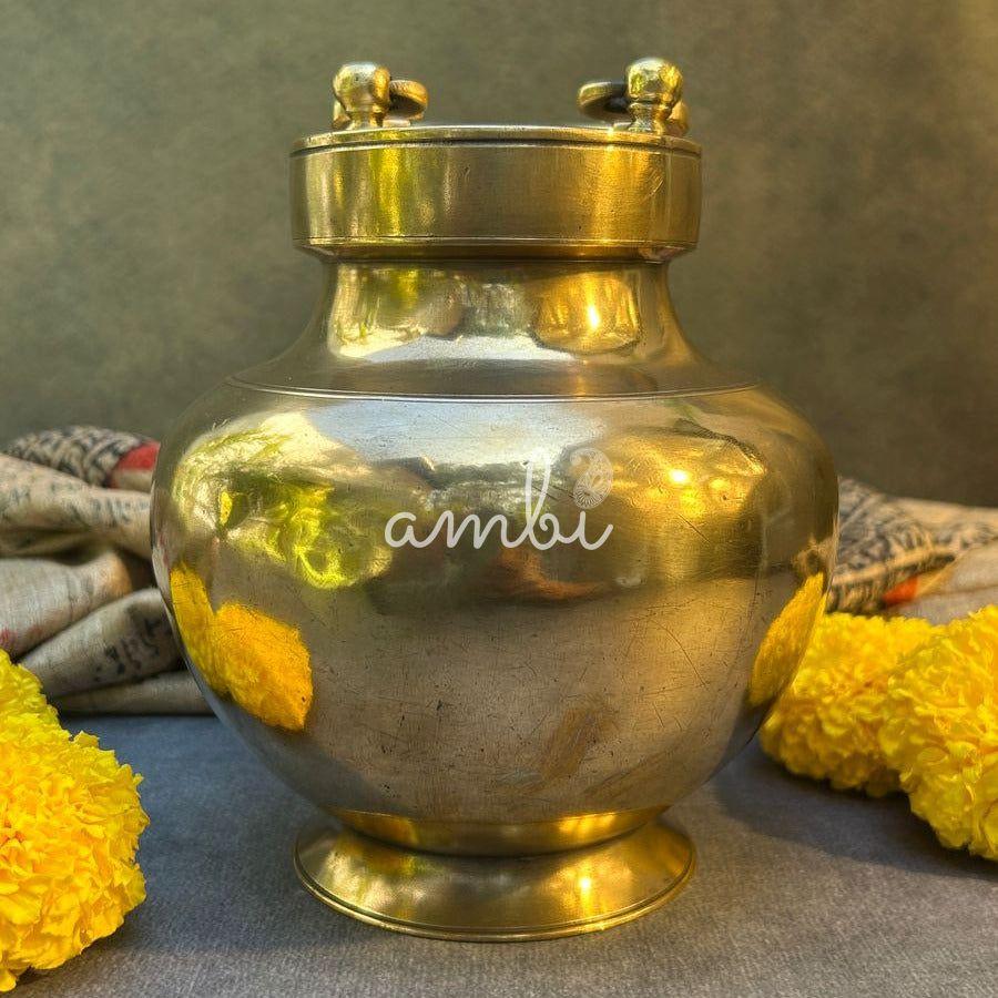 Vintage Handmade Brass Kamandal Ganga Jal / Holy Water / Pot for Prayer or Health benfits
