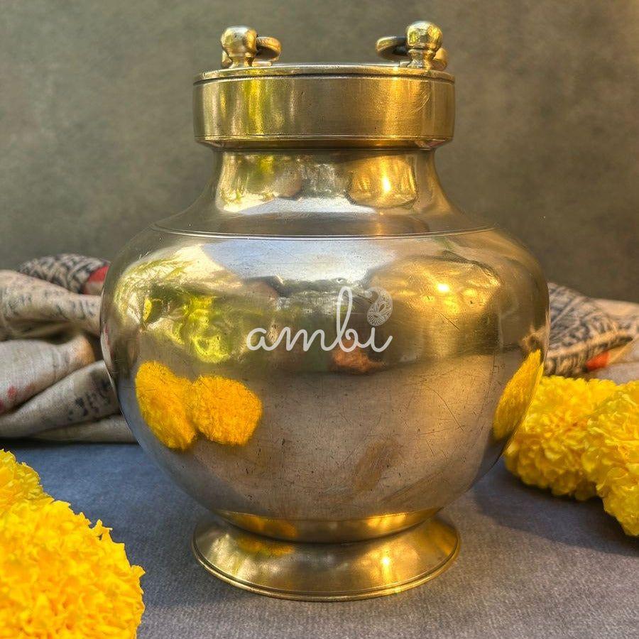 Vintage Handmade Brass Kamandal Ganga Jal / Holy Water / Pot for Prayer or Health benfits