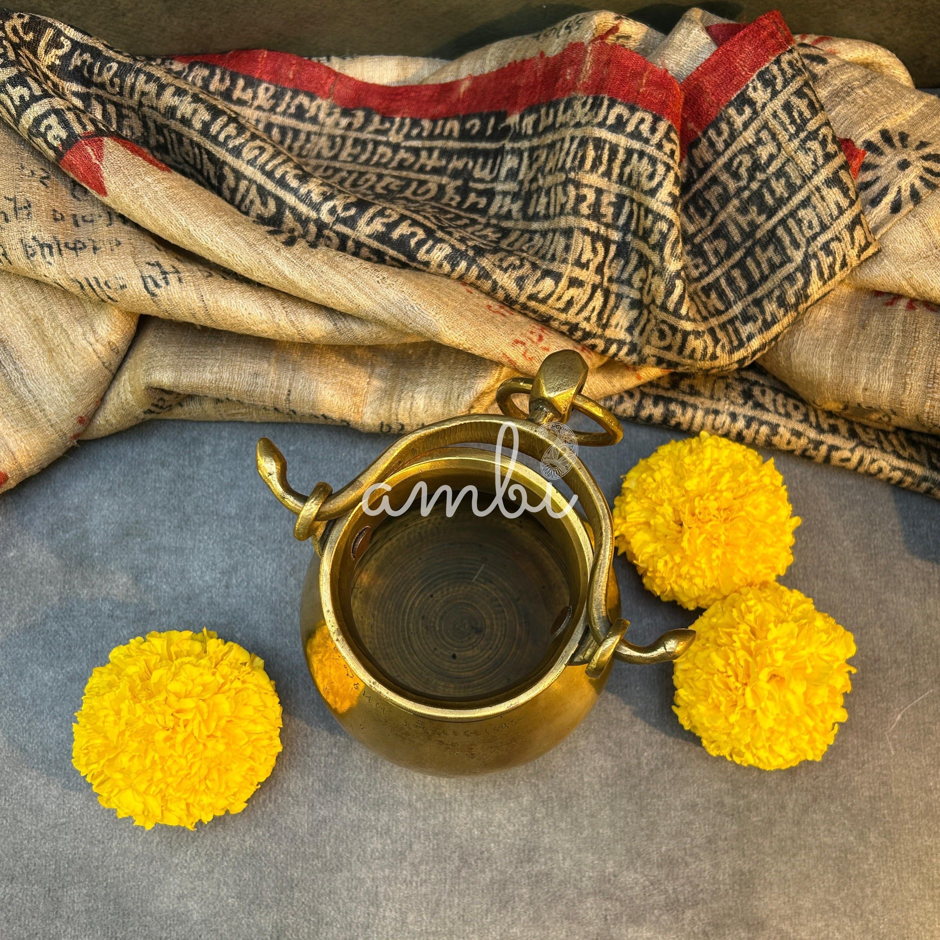 Handcrafted Vintage Heritage Brass Lota With Hanging Loop