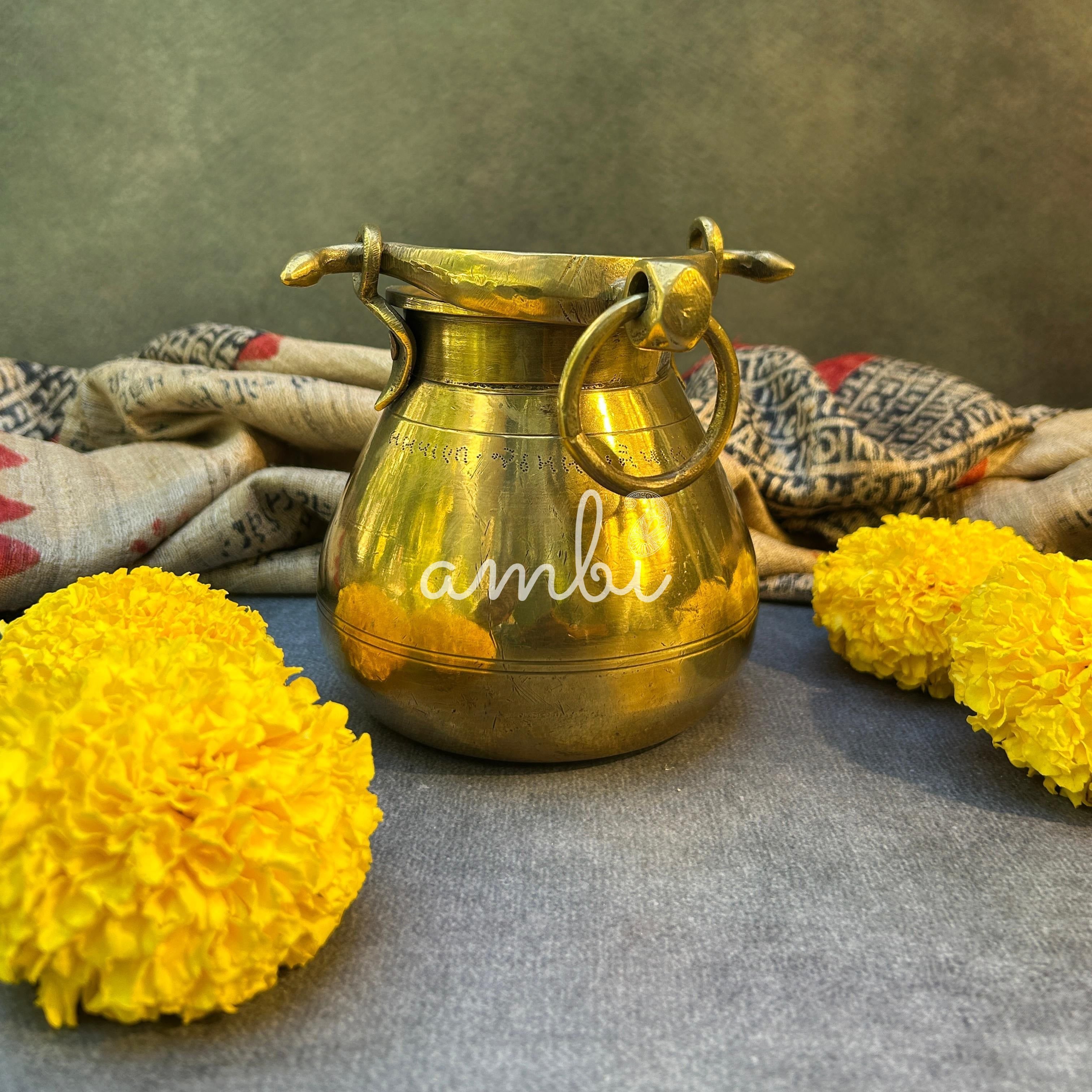 Handcrafted Vintage Heritage Brass Lota With Hanging Loop