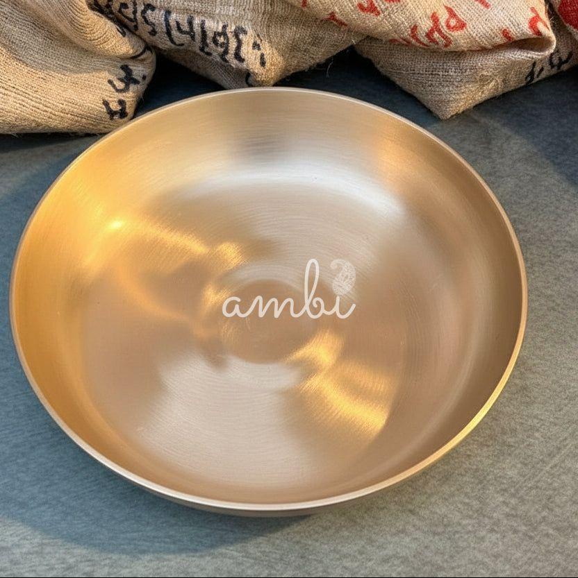 AMBI 100% Pure Lead Free Kansa Small Plate Handcrafted Dessert Plate | Puja Plate - 6 Inch