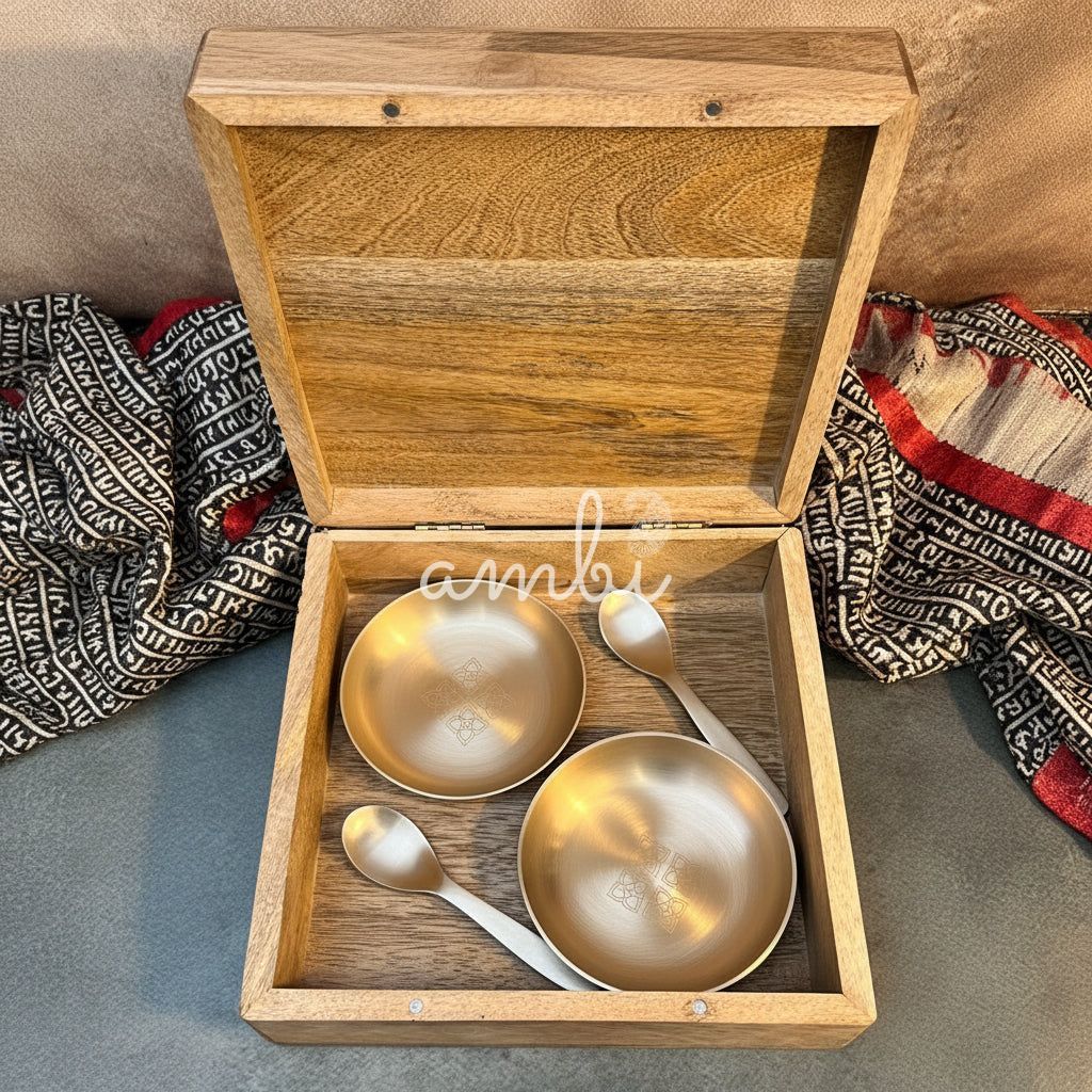 AMBI Premium Natural Finish Wooden Gift Box 12 inch