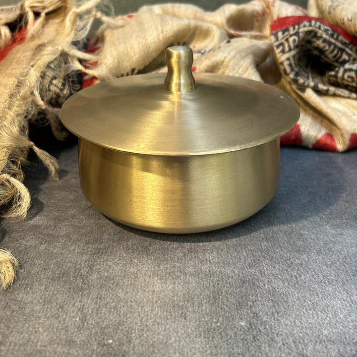 Ambi 100% Pure Lead-Free Kansa Serving Handi with Crowned Lid – Large Size - 1500ML