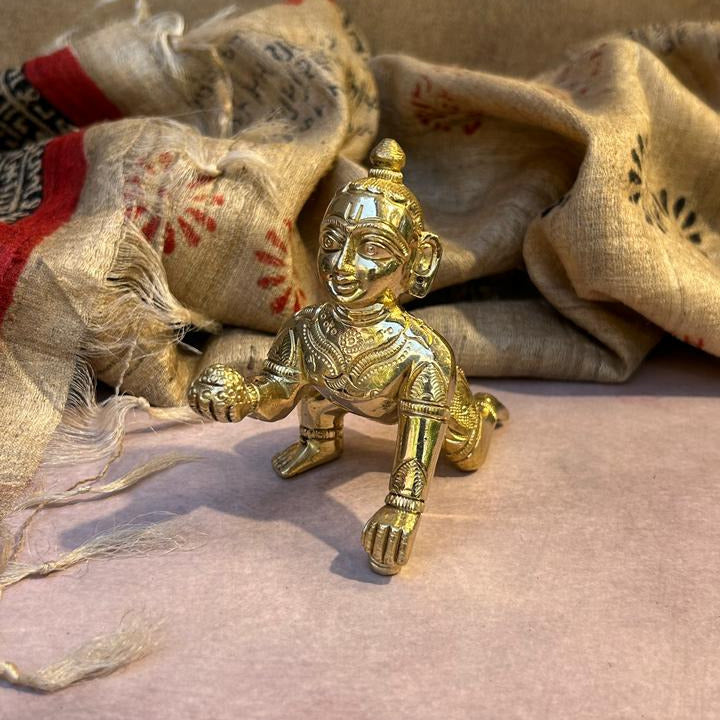 Bal Krishna Crawling Idol - Baby Krishna with Butter