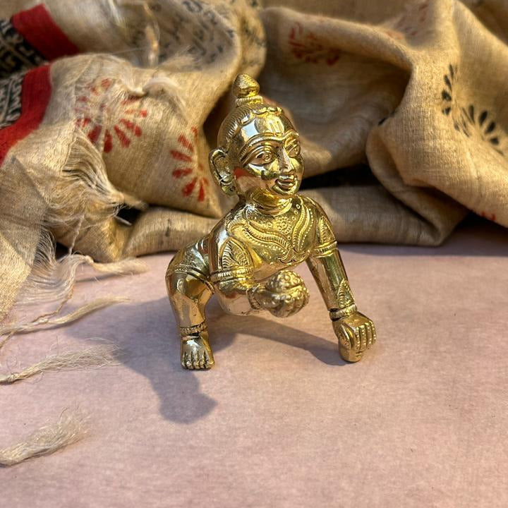 Bal Krishna Crawling Idol - Baby Krishna with Butter