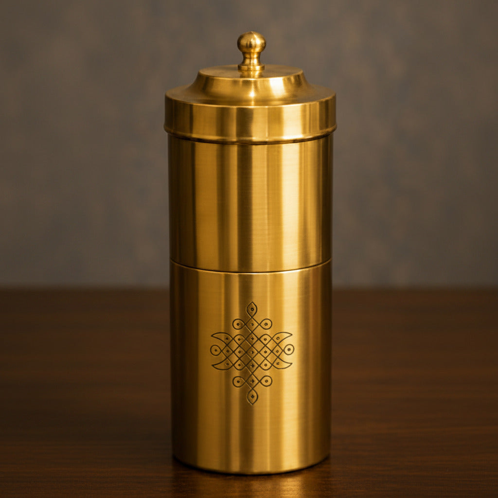 Ambi Pure Brass South Indian Coffee Filter | Sikku Kolam Design | Serve's , 2-3 cups