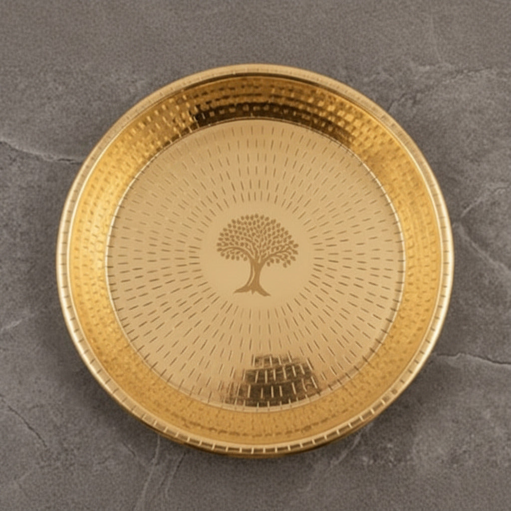 Ambi 100% Pure Brass Traditional Etched Parat - 16 Inches diameter