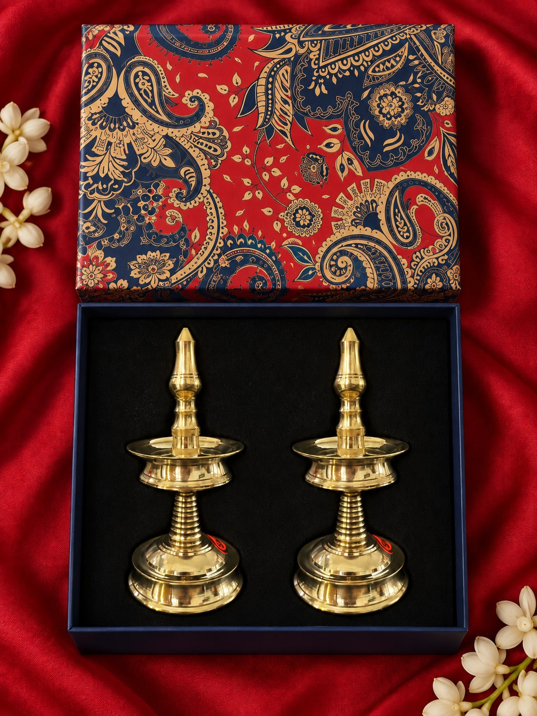 Ambi Premium Brass Diya Gift Box | Traditional Oil Lamps, 5.5 Inch | Set of 2