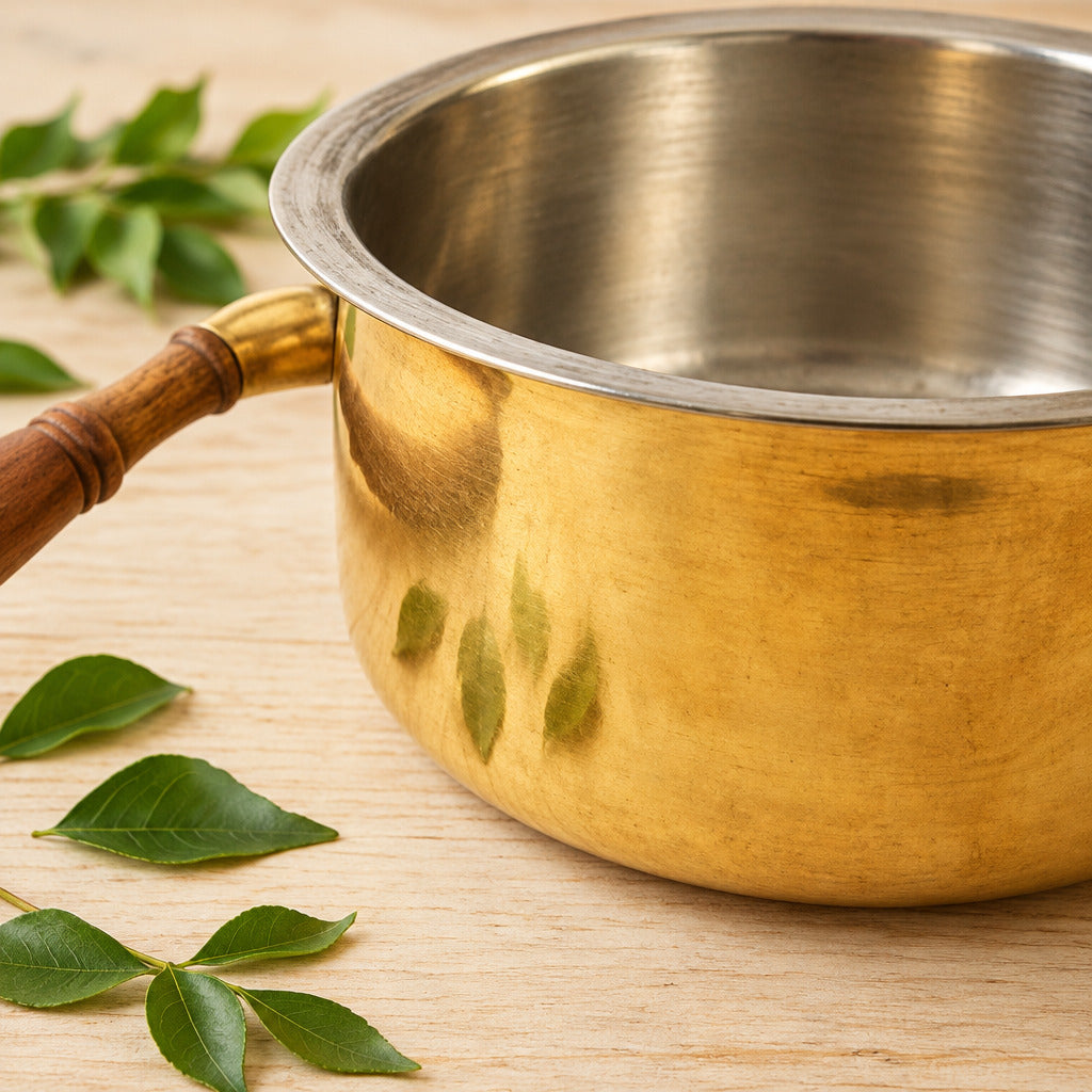 Beautiful Pure Brass Traditional Hammered Patila - 2 L