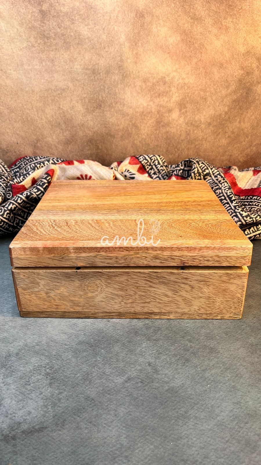 AMBI Premium Natural Finish Wooden Gift Box 12 inch
