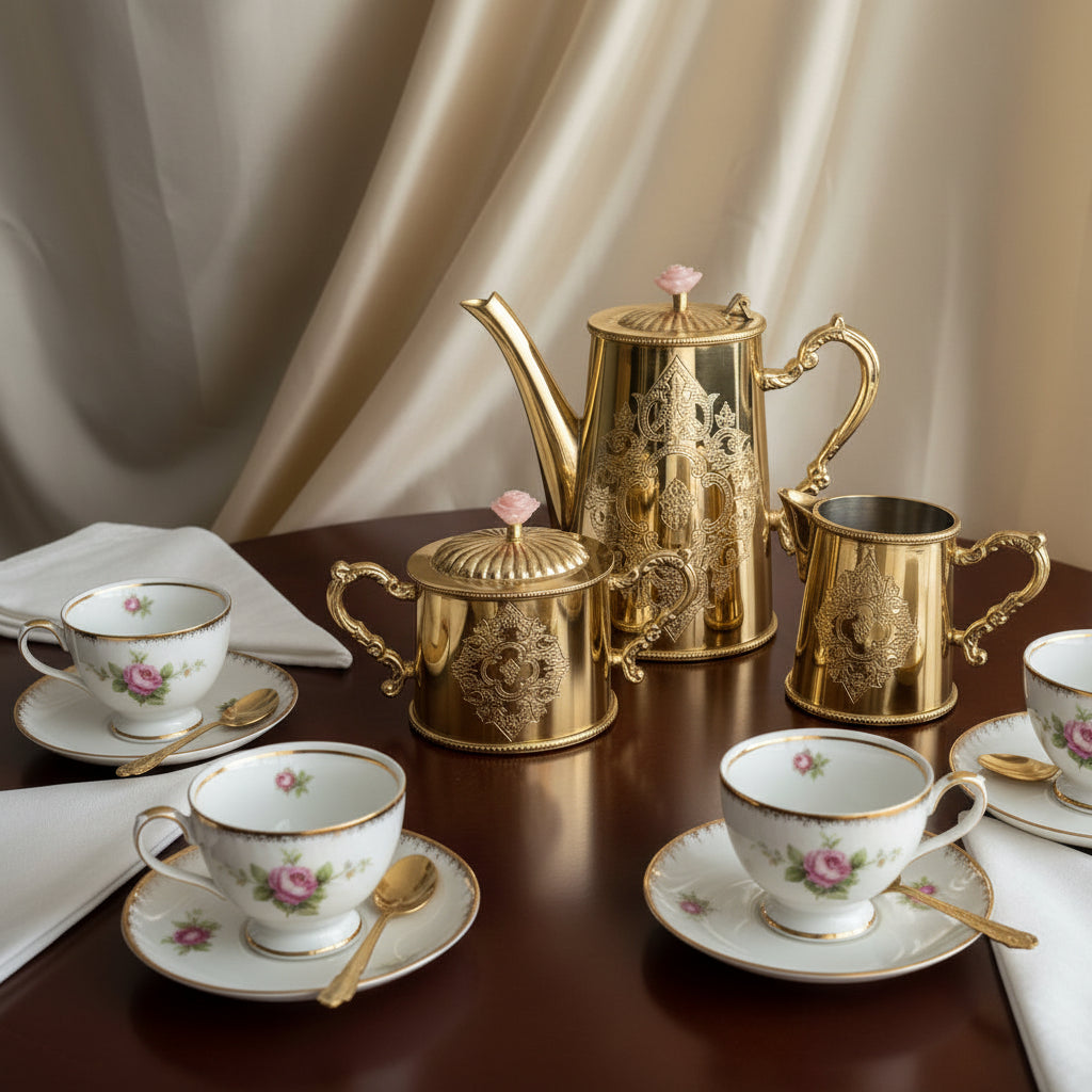 Ambi Pure Brass Heritage Tea Set - Luxury Edit