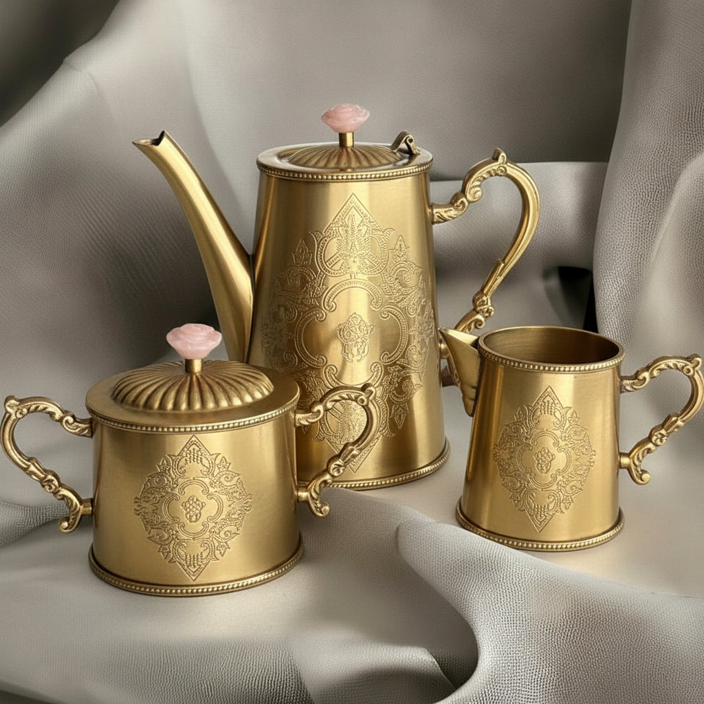 Ambi Pure Brass Heritage Tea Set - Luxury Edit