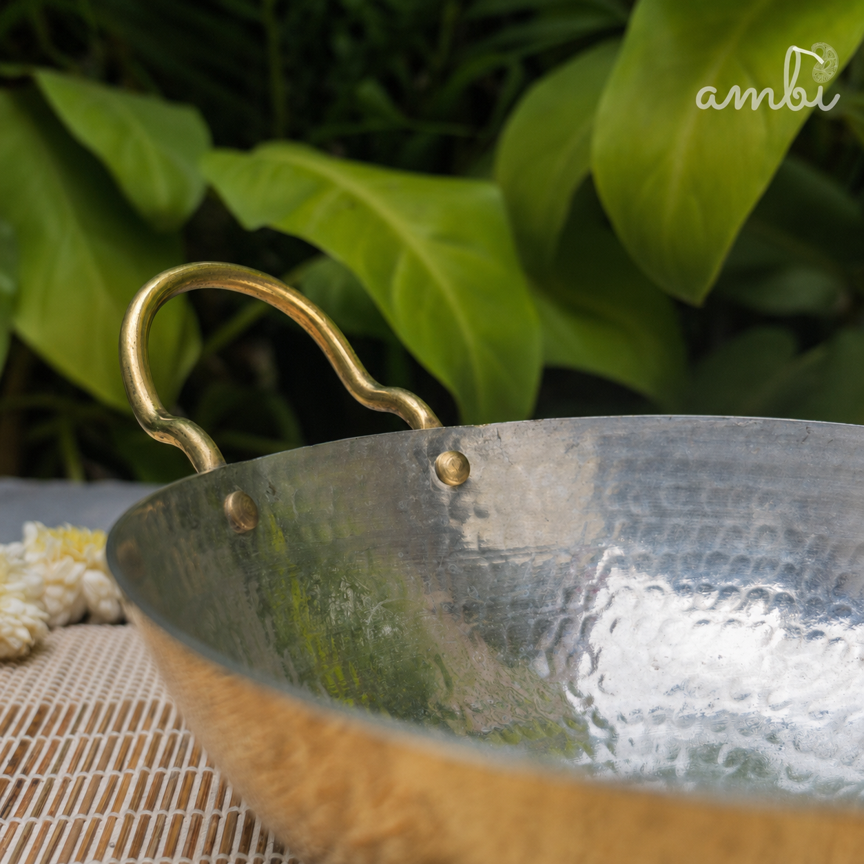 Pure Brass Traditional Hammered Kadhai — 8.5 Inches | Ambi