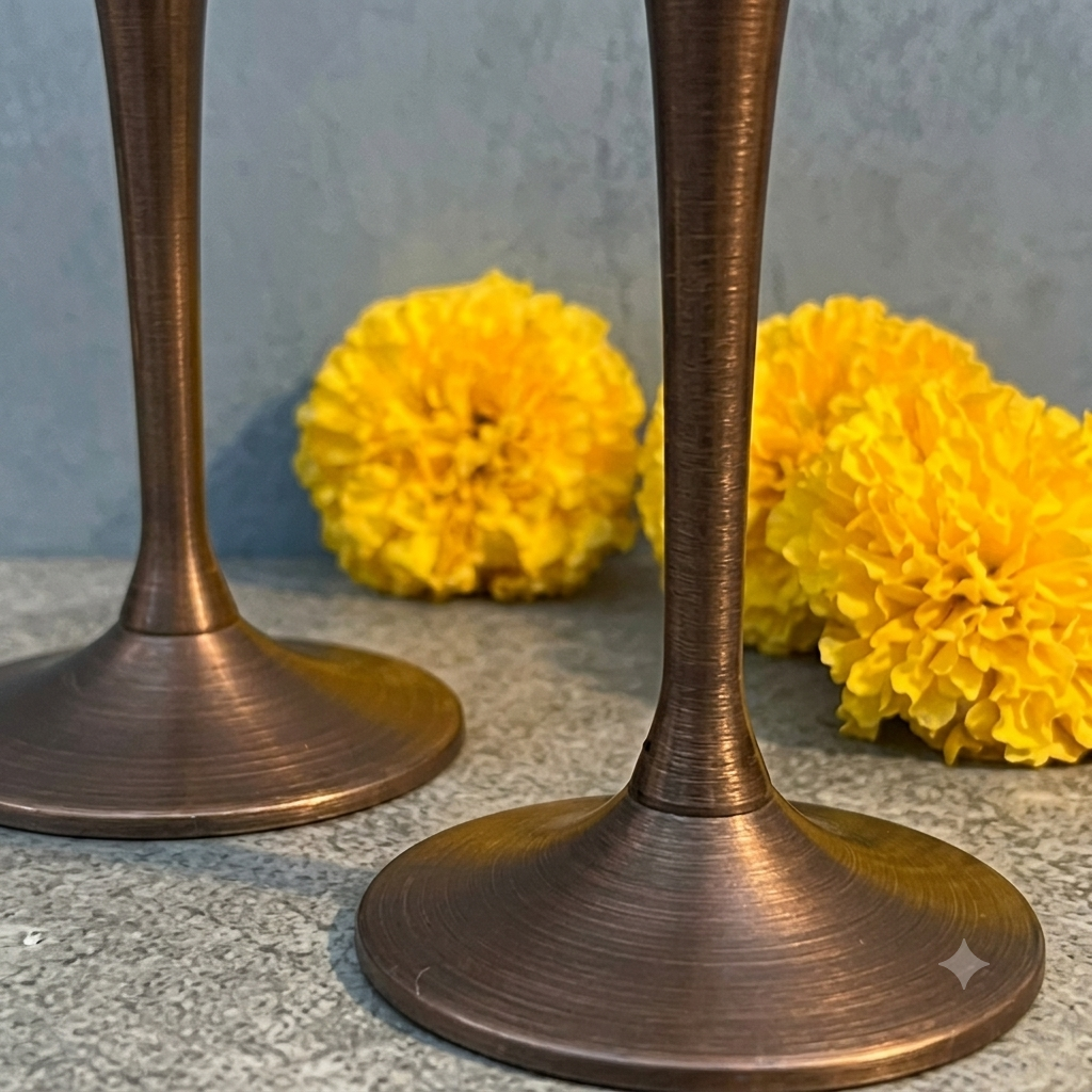 Ambi Pure Kansa Cocktail & Martini Glasses – Vintage Matte Finish | Set of 2