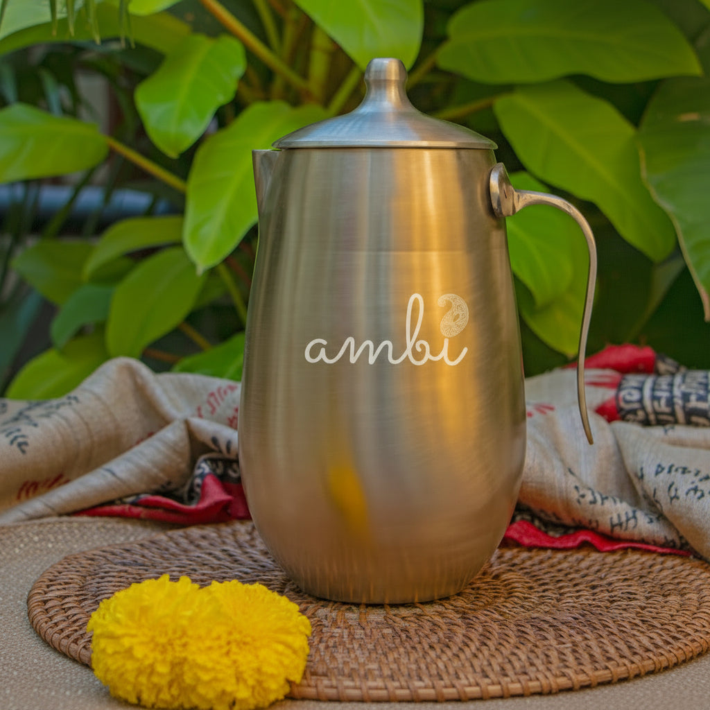 Ambi Beautiful Pure 100% Lead Free Kansa Water Jug Heavy Make, Best Quality  - Heavy Make - Big