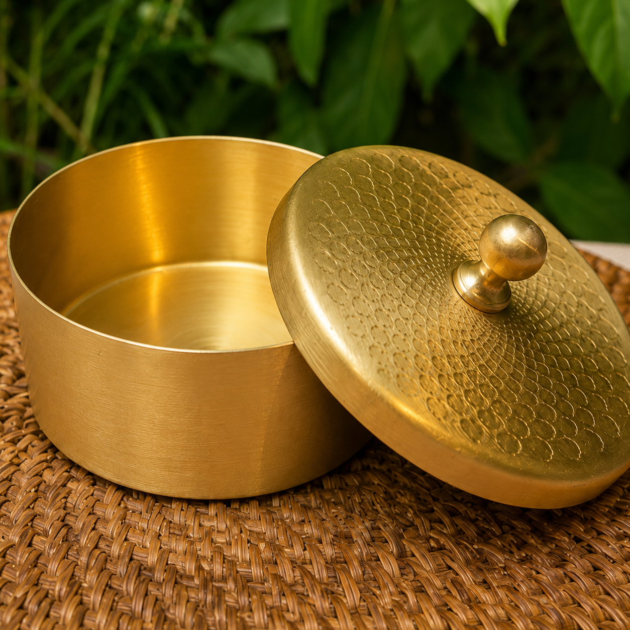 Pure Brass Small Nut / Trinket Jar Box  - 3.5 inches Diameter - Spiral Design
