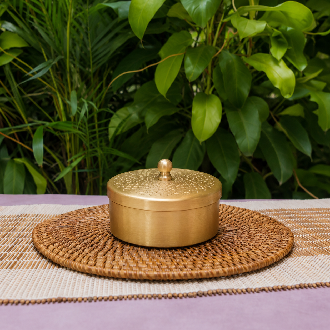 Pure Brass Small Nut / Trinket Jar Box  - 3.5 inches Diameter - Spiral Design