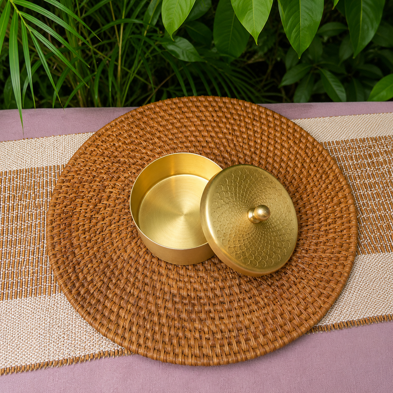 Pure Brass Small Nut / Trinket Jar Box  - 3.5 inches Diameter - Spiral Design