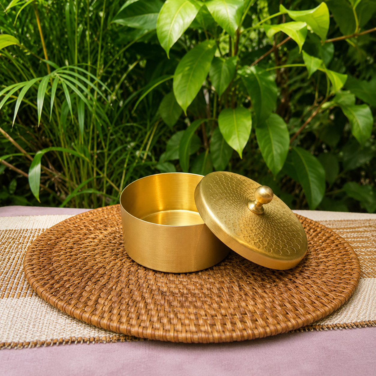 Pure Brass Small Nut / Trinket Jar Box  - 3.5 inches Diameter - Spiral Design