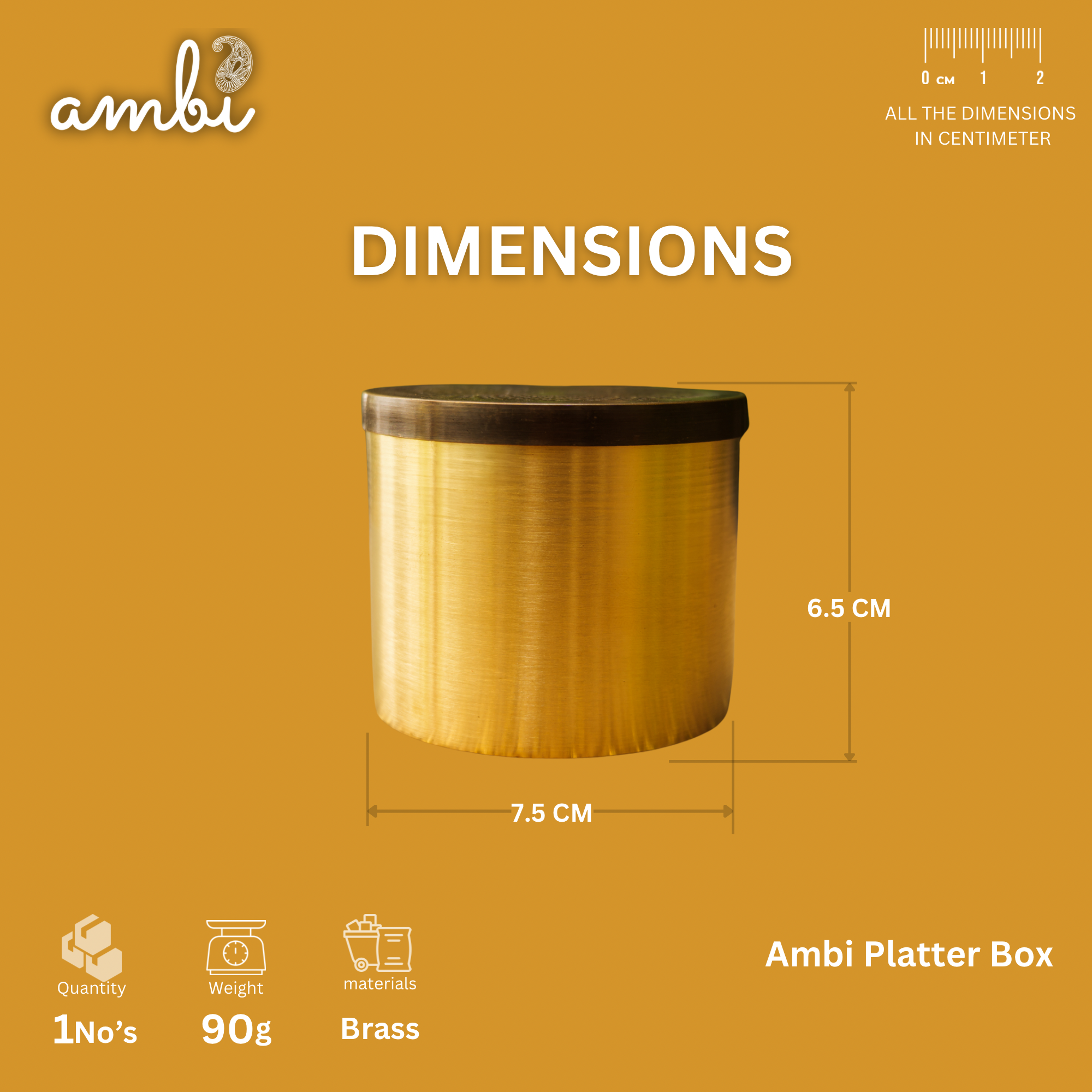 Ambi Pure Brass Nut Storage Box with Tray